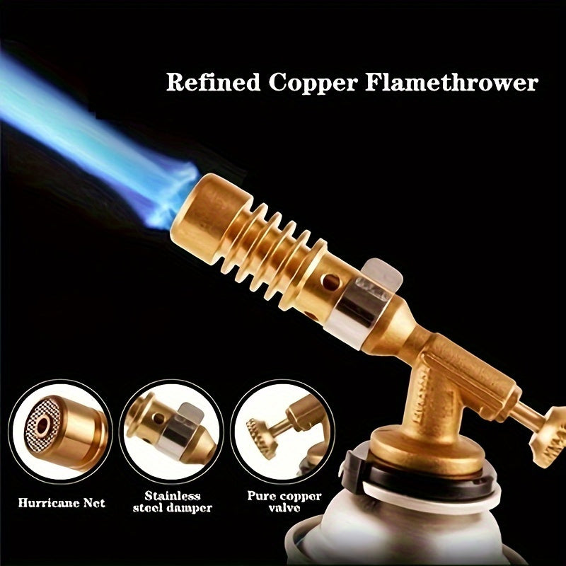 Dual-Tube Copper Flame Gun for BBQ, Welding & Soldering - Portable and Durable with Adjustable Spray Nozzle and Polybeebeenet Design for Efficient Heat Transfer.