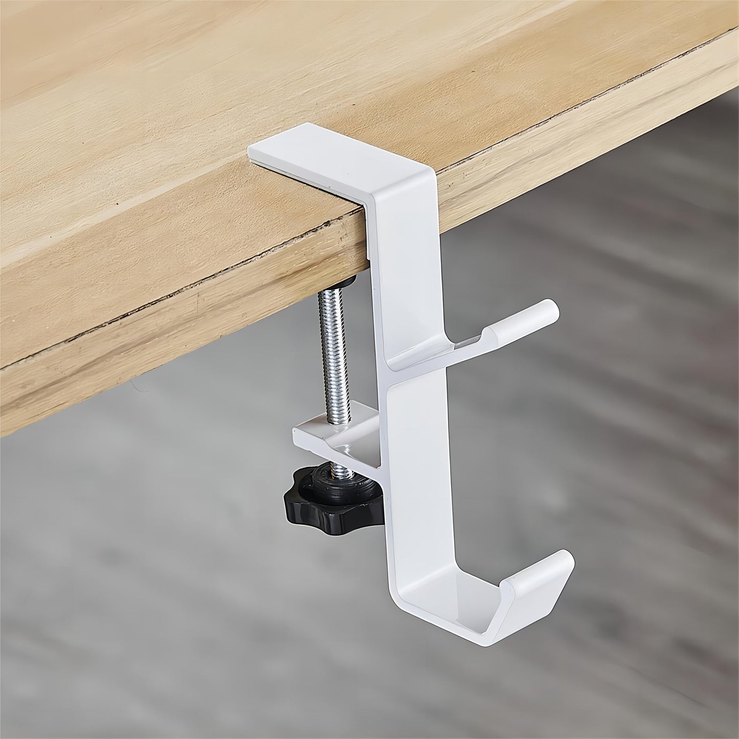 Adjustable Aluminum Under-Desk Hook: Sturdy, Easy to Install, Ideal for Holding Bags on Home, Office, and School Desks.