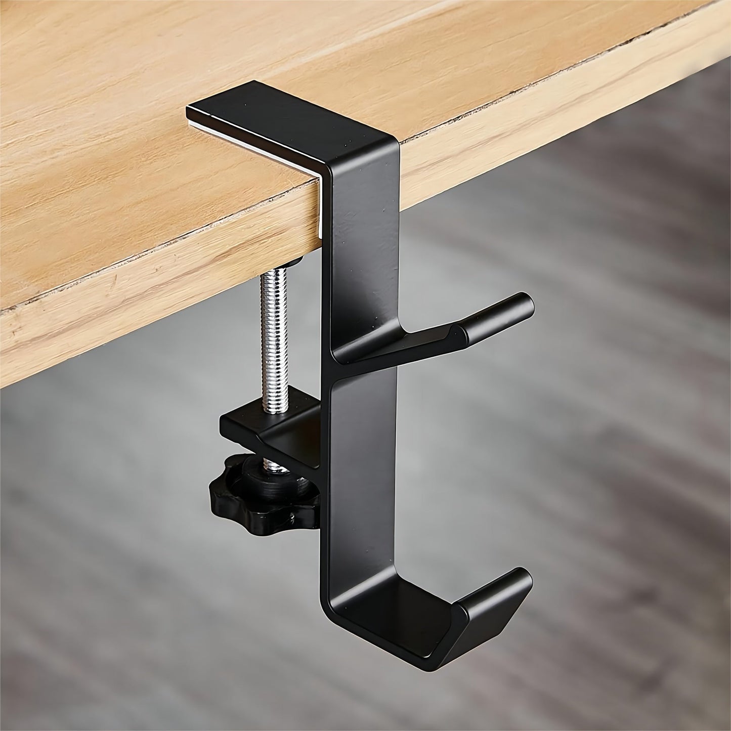 Adjustable Aluminum Under-Desk Hook: Sturdy, Easy to Install, Ideal for Holding Bags on Home, Office, and School Desks.