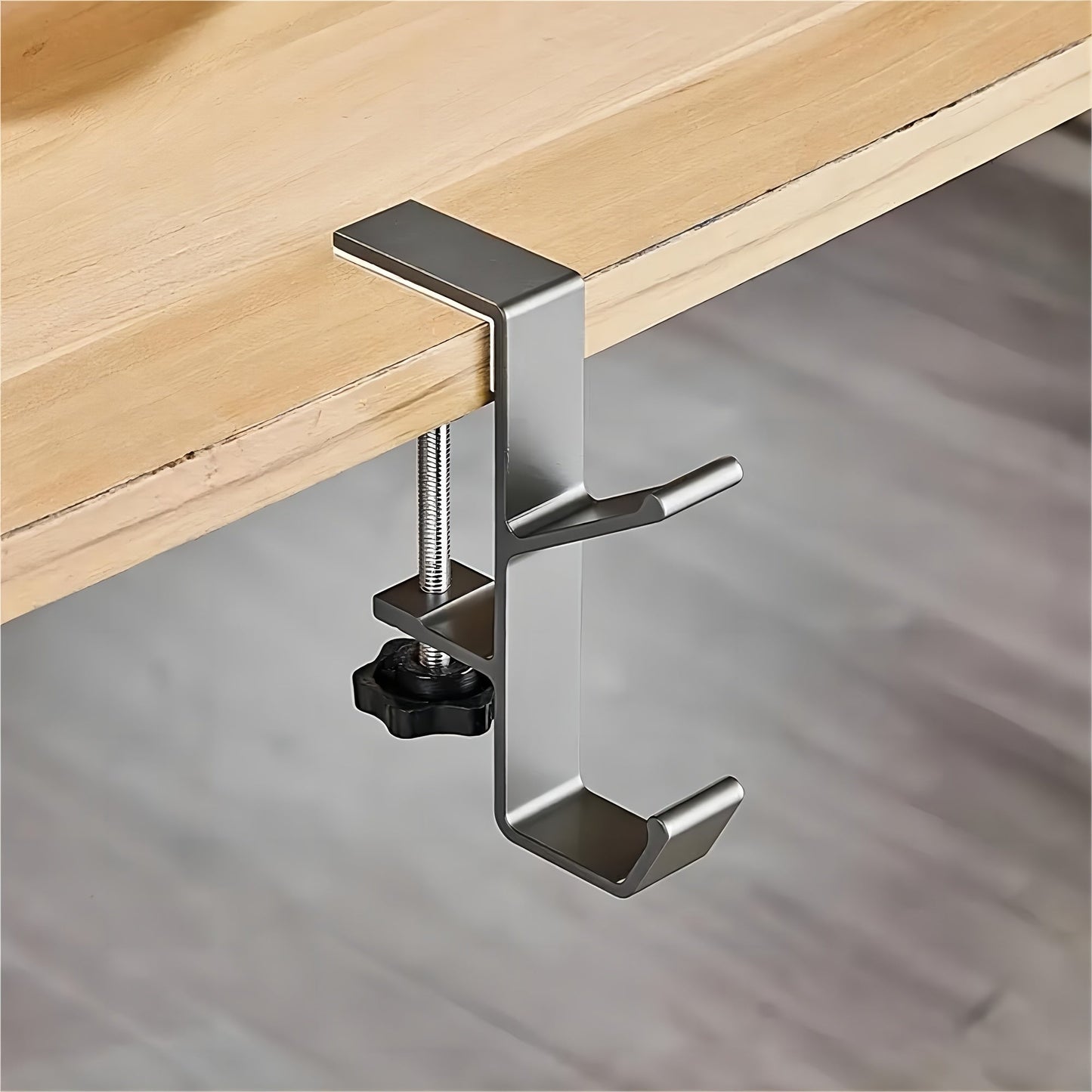 Adjustable Aluminum Under-Desk Hook: Sturdy, Easy to Install, Ideal for Holding Bags on Home, Office, and School Desks.