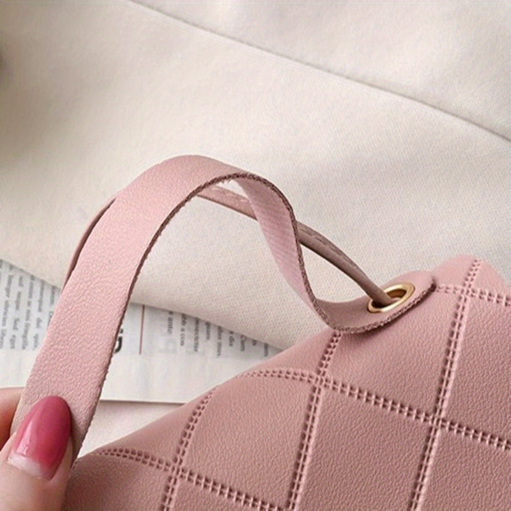 Stylish mini crossbody bag for women, with solid color, polyester lining, secure buckle closure, also available in red/black.