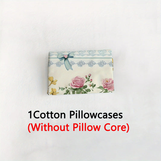 One piece of a 100% cotton pillowcase featuring a pink floral design with a 3D digital print. Made from soft natural fibers, this pillowcase is comfortable and skin-friendly. Ideal for bedrooms, guest rooms, hotels, or as a gift. It has an envelope