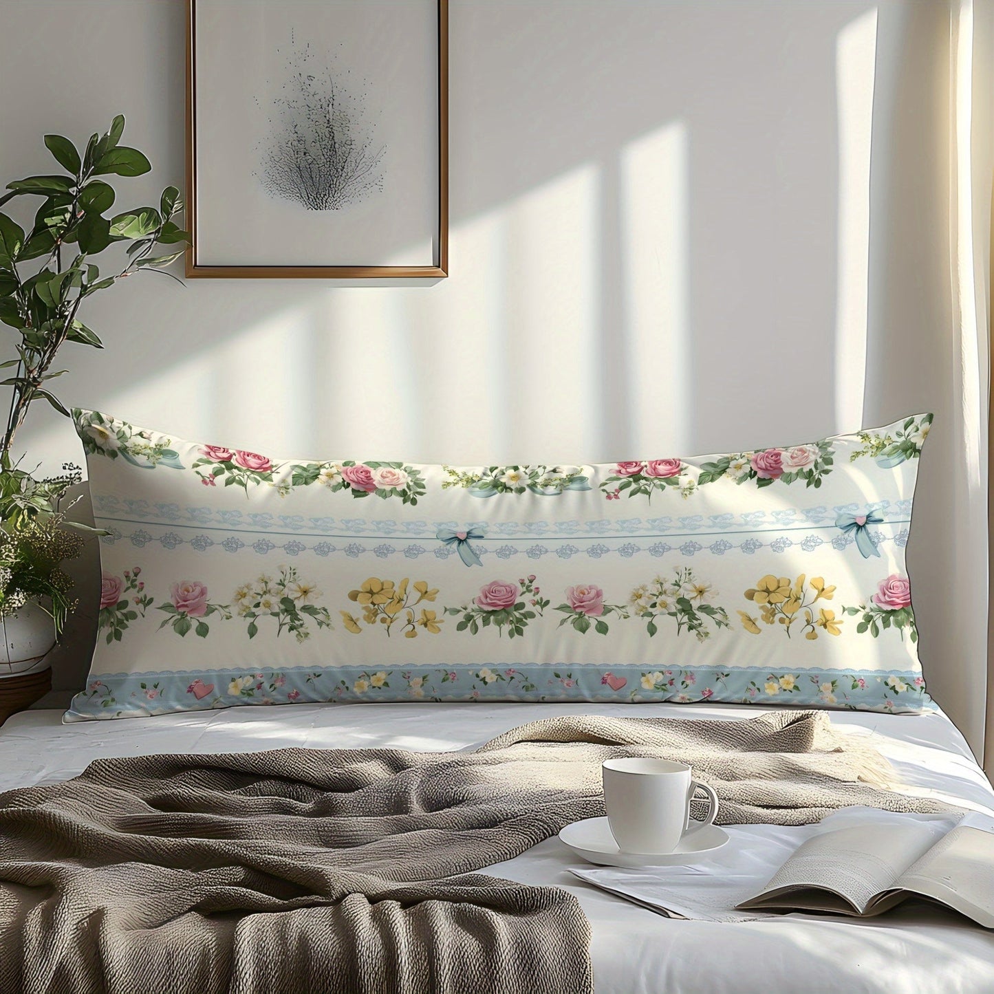 One piece of a 100% cotton pillowcase featuring a pink floral design with a 3D digital print. Made from soft natural fibers, this pillowcase is comfortable and skin-friendly. Ideal for bedrooms, guest rooms, hotels, or as a gift. It has an envelope