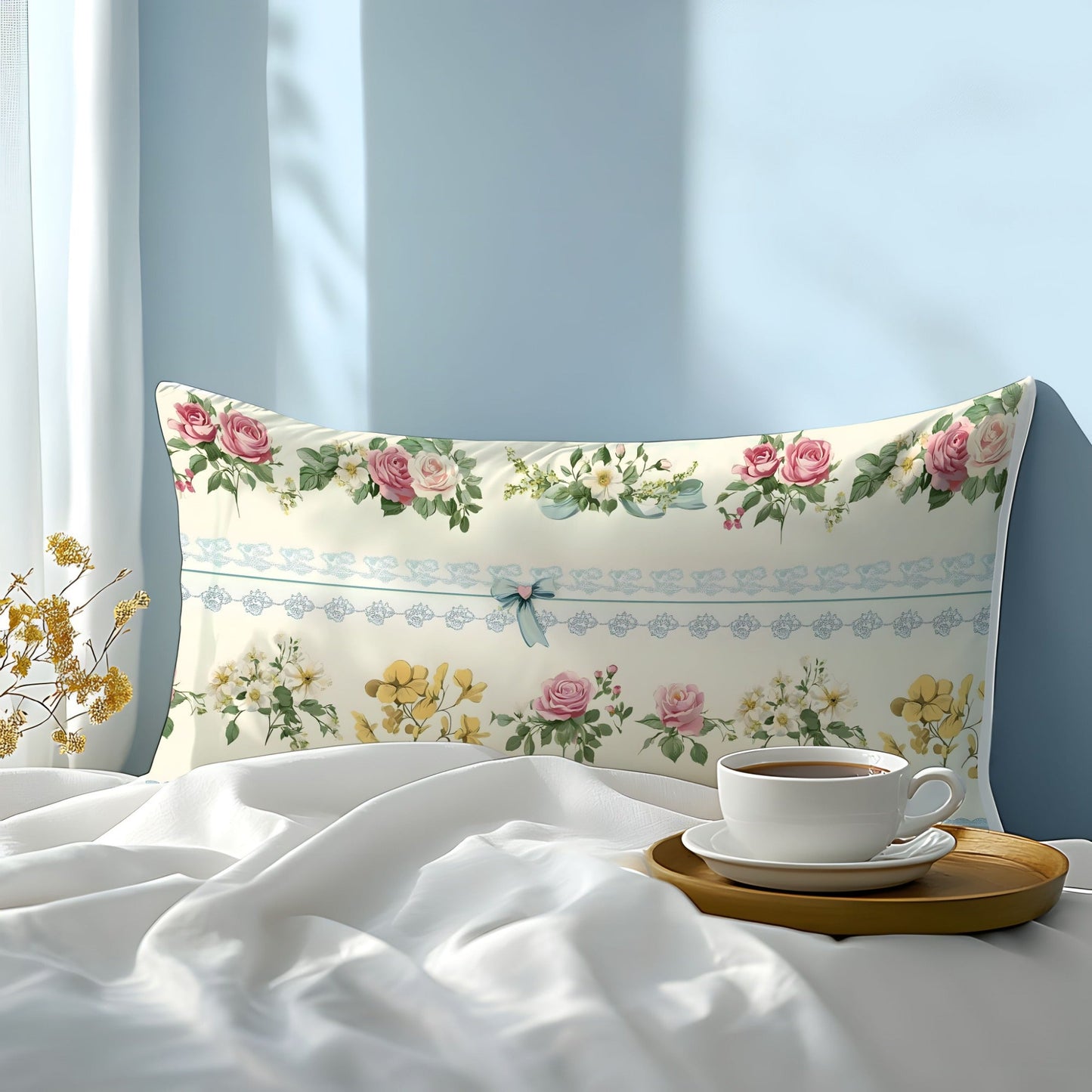 One piece of a 100% cotton pillowcase featuring a pink floral design with a 3D digital print. Made from soft natural fibers, this pillowcase is comfortable and skin-friendly. Ideal for bedrooms, guest rooms, hotels, or as a gift. It has an envelope