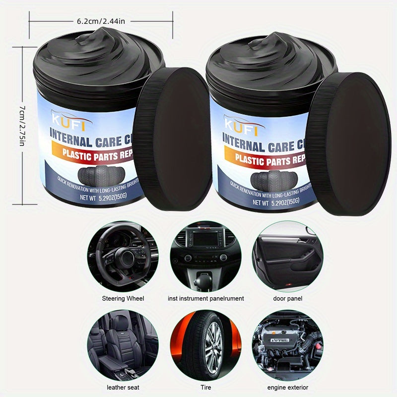 KUF Car Interior Renovation Wax - Plastic Parts Repair, Tire Protector, RV Trim Restorer, Anti-Aging Maintenance Glaze - 5.29oz