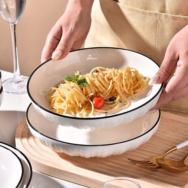 4-piece ceramic serving bowls set for salad or dessert, suitable for home, dorm, kitchen, or restaurant use.