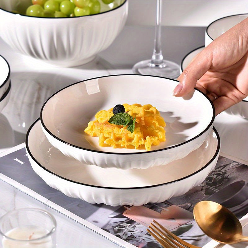 4-piece ceramic serving bowls set for salad or dessert, suitable for home, dorm, kitchen, or restaurant use.