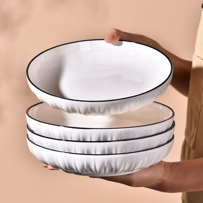 4-piece ceramic serving bowls set for salad or dessert, suitable for home, dorm, kitchen, or restaurant use.