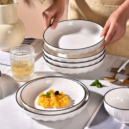 4-piece ceramic serving bowls set for salad or dessert, suitable for home, dorm, kitchen, or restaurant use.