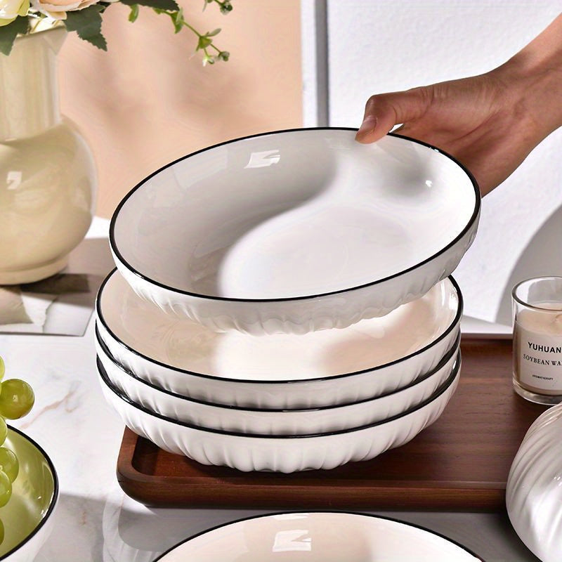 4-piece ceramic serving bowls set for salad or dessert, suitable for home, dorm, kitchen, or restaurant use.