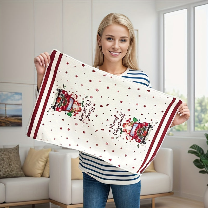 Festive microfiber Christmas towels with cartoon pattern, ideal for bathroom use and holiday decoration, highly absorbent.