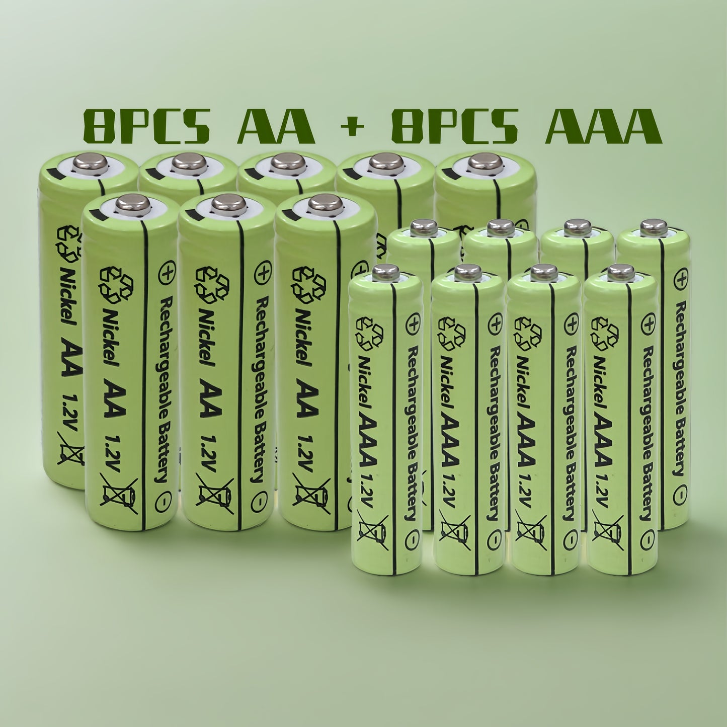 Rechargeable AA/AAA Batteries, 1.2V, High-Capacity for Digital Devices, Universal Compatibility