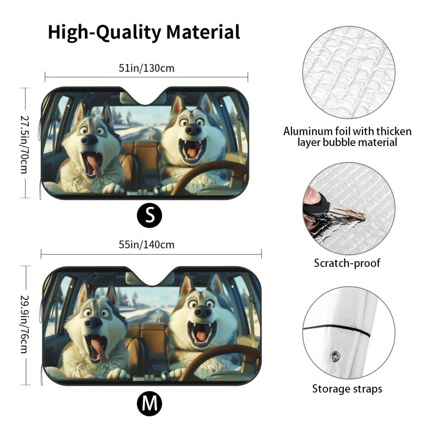 Intriguing universal sunshade for vehicles to keep them cool, with UV heat reflector.