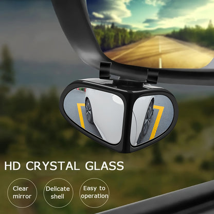 2 HD Car Blind Spot Mirrors with 360 ° adjustable view for front and back wheels