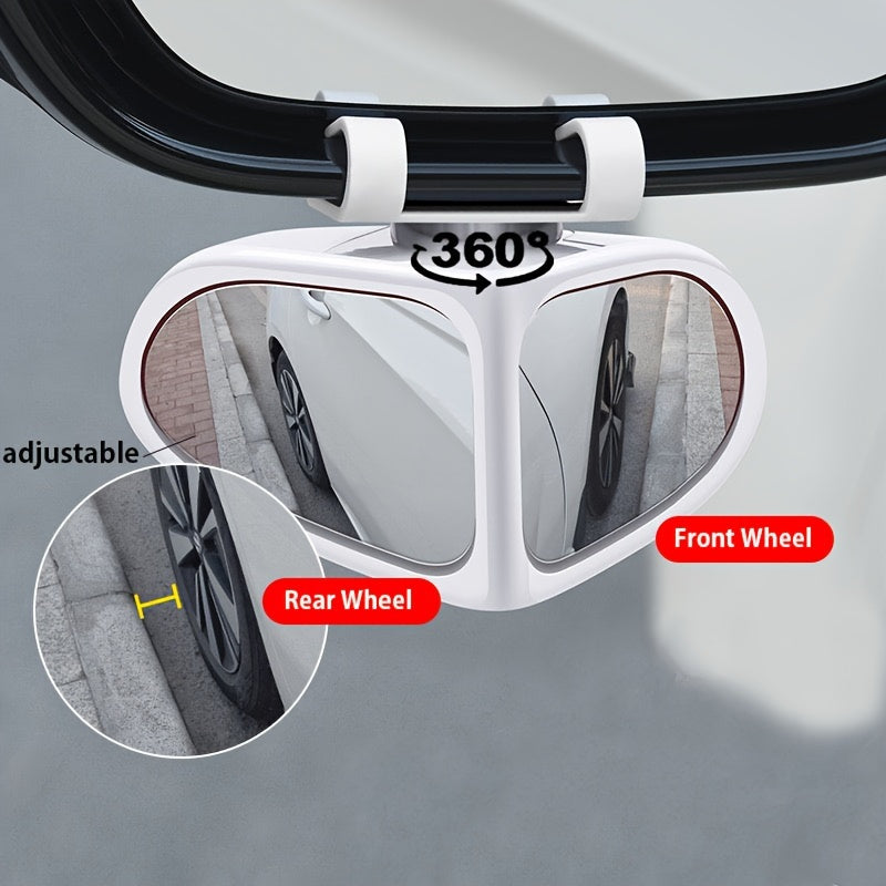 2 HD Car Blind Spot Mirrors with 360 ° adjustable view for front and back wheels