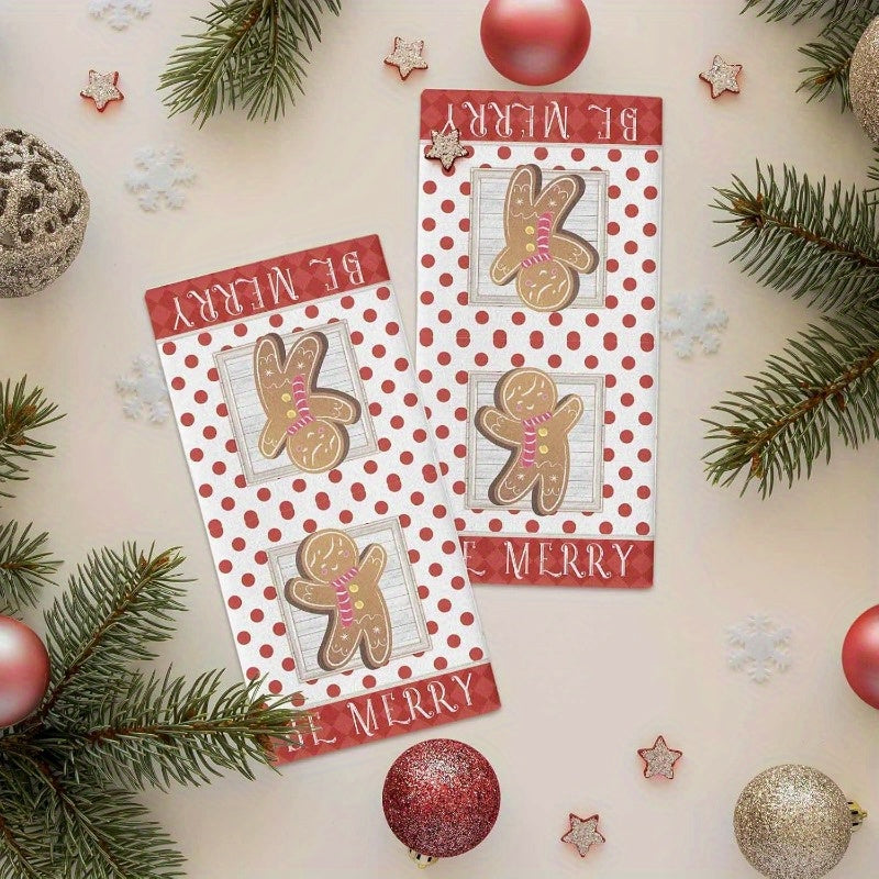 Get a collection of 4 kitchen towels, each measuring 18 by 66.04 cm. These towels are guaranteed to add a festive touch to your Christmas party decor with their charming gingerbread man design. Perfect for couples' holiday celebrations, they are also