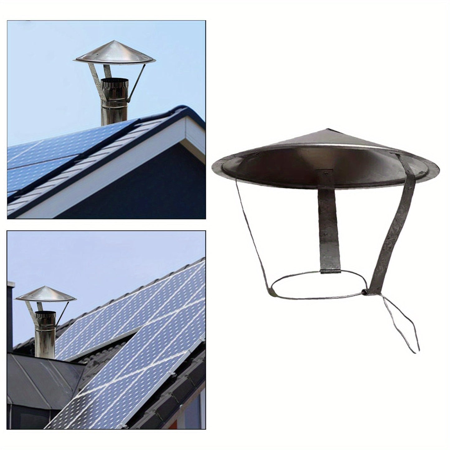 Detachable and durable polished stainless steel chimney cover for outdoor garden stove - 1 piece.