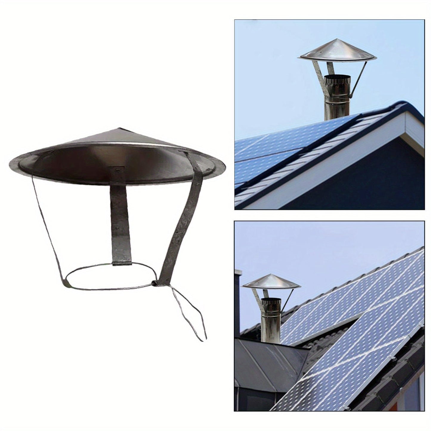 Detachable and durable polished stainless steel chimney cover for outdoor garden stove - 1 piece.