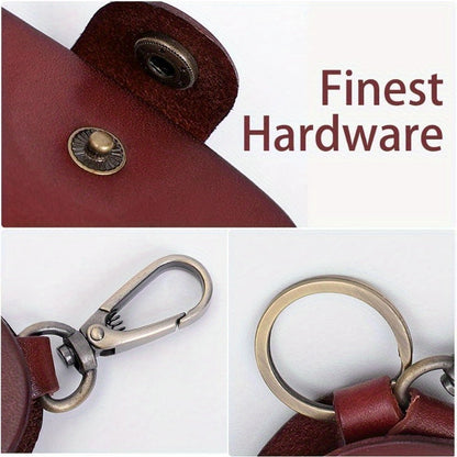 Durable PU Leather Folding Keychain Holder with Snap Closure - Key Case with Hook and Organizer for Men and Women - Secure and Portable Car Key Holder