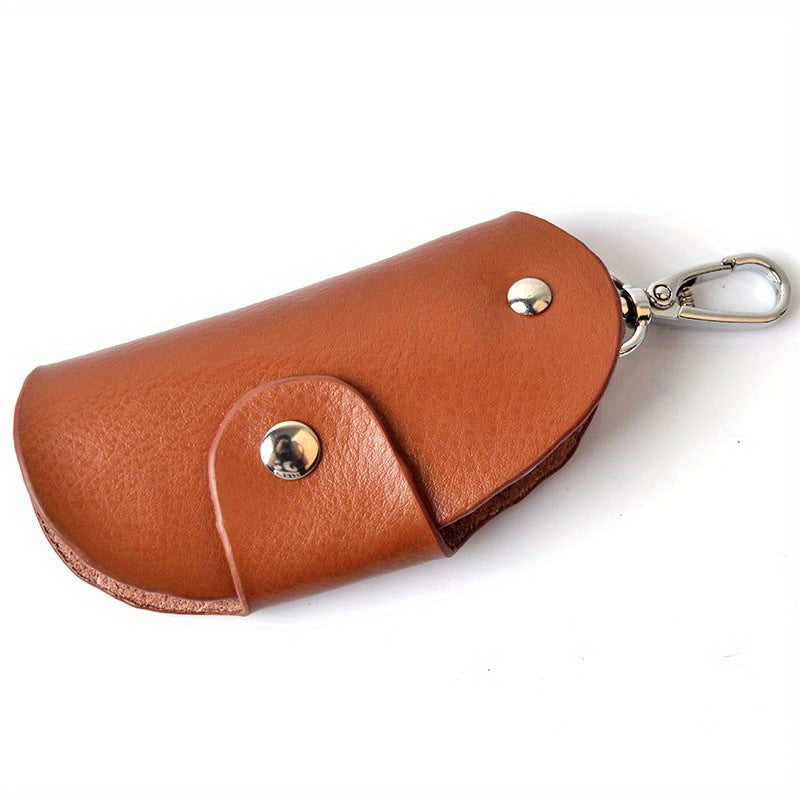 Durable PU Leather Folding Keychain Holder with Snap Closure - Key Case with Hook and Organizer for Men and Women - Secure and Portable Car Key Holder