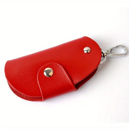 Durable PU Leather Folding Keychain Holder with Snap Closure - Key Case with Hook and Organizer for Men and Women - Secure and Portable Car Key Holder