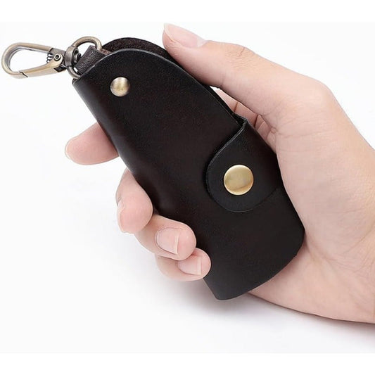 Durable PU Leather Folding Keychain Holder with Snap Closure - Key Case with Hook and Organizer for Men and Women - Secure and Portable Car Key Holder