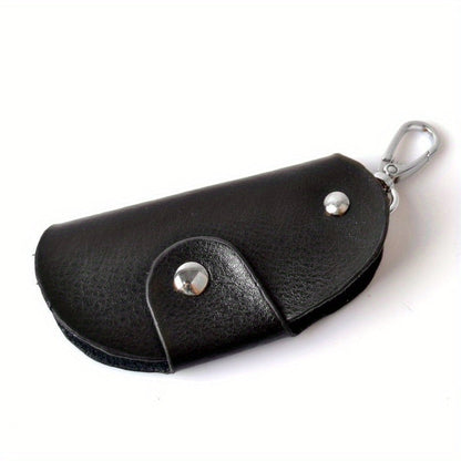 Durable PU Leather Folding Keychain Holder with Snap Closure - Key Case with Hook and Organizer for Men and Women - Secure and Portable Car Key Holder