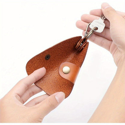 Durable PU Leather Folding Keychain Holder with Snap Closure - Key Case with Hook and Organizer for Men and Women - Secure and Portable Car Key Holder