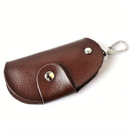 Durable PU Leather Folding Keychain Holder with Snap Closure - Key Case with Hook and Organizer for Men and Women - Secure and Portable Car Key Holder