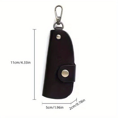 Durable PU Leather Folding Keychain Holder with Snap Closure - Key Case with Hook and Organizer for Men and Women - Secure and Portable Car Key Holder