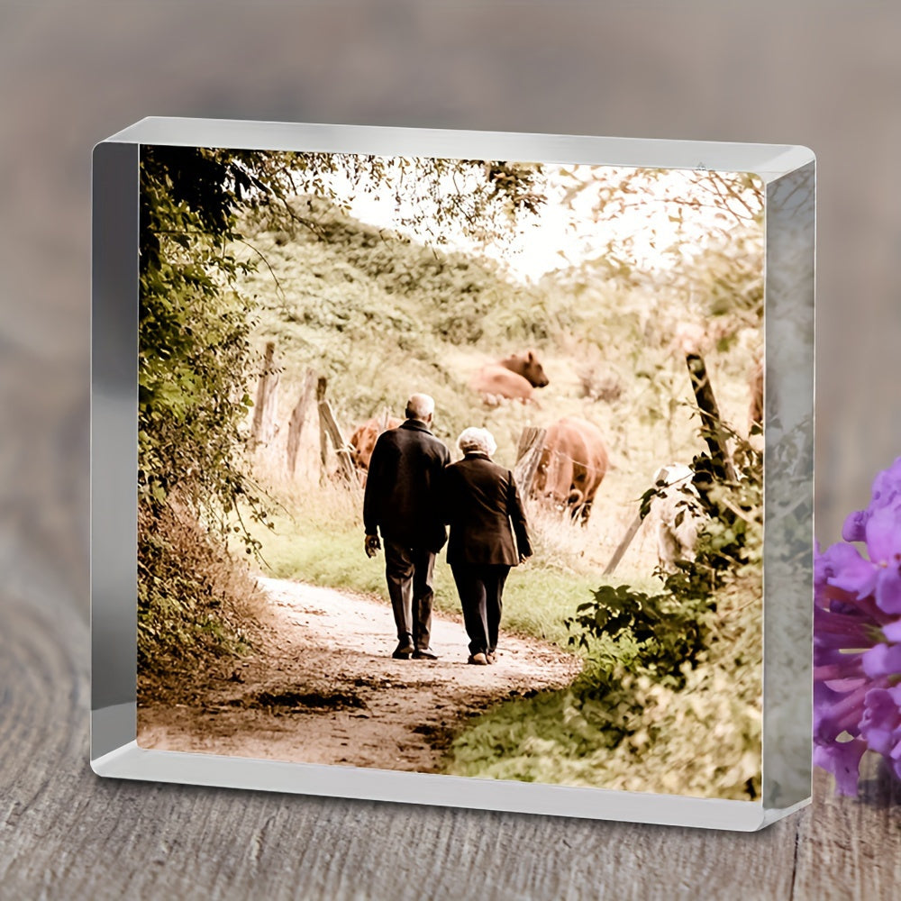 CIFbuy presents the perfect gift for couples and families with this elegant custom acrylic photo frame block. Personalize your picture display with this stylish home decor item, ideal for gifting to friends and relatives. Suitable for individuals aged 18