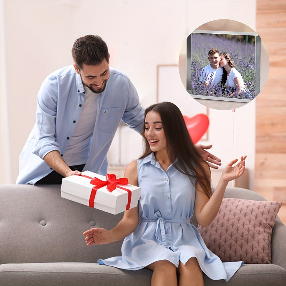 CIFbuy presents the perfect gift for couples and families with this elegant custom acrylic photo frame block. Personalize your picture display with this stylish home decor item, ideal for gifting to friends and relatives. Suitable for individuals aged 18