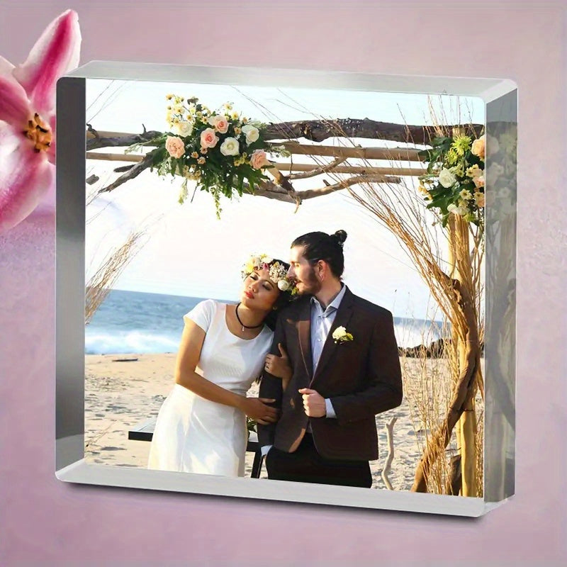 CIFbuy presents the perfect gift for couples and families with this elegant custom acrylic photo frame block. Personalize your picture display with this stylish home decor item, ideal for gifting to friends and relatives. Suitable for individuals aged 18