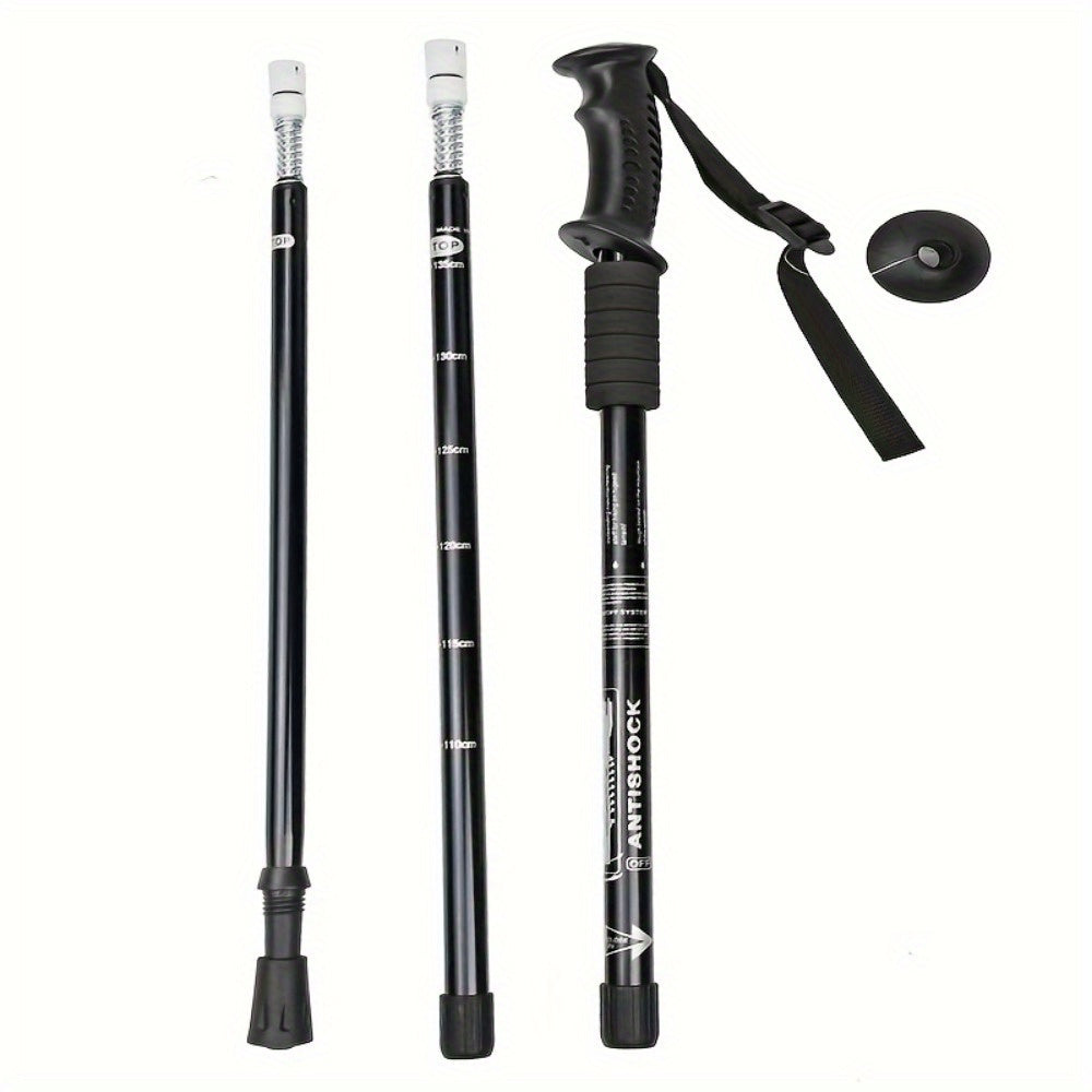 2-Pack of durable and portable aluminum trekking poles with adjustable length and combination lock for outdoor activities.