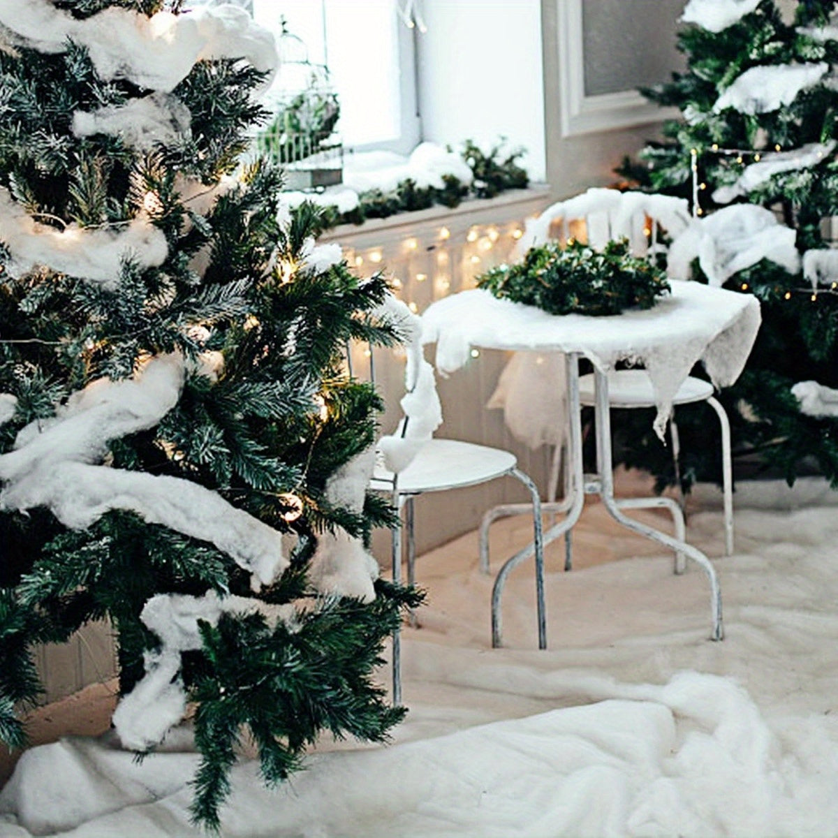 Transform your holiday decor with this versatile Christmas Faux Snow Blanket Roll in white. Use it to decorate trees, as a table runner, or on the mantel. No electricity required, made from durable polyester material.