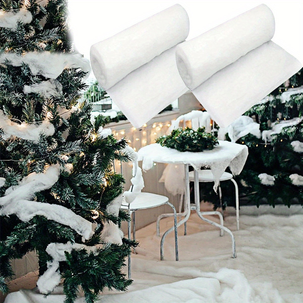 Transform your holiday decor with this versatile Christmas Faux Snow Blanket Roll in white. Use it to decorate trees, as a table runner, or on the mantel. No electricity required, made from durable polyester material.