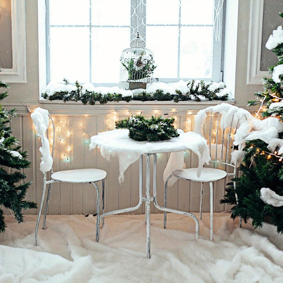 Transform your holiday decor with this versatile Christmas Faux Snow Blanket Roll in white. Use it to decorate trees, as a table runner, or on the mantel. No electricity required, made from durable polyester material.