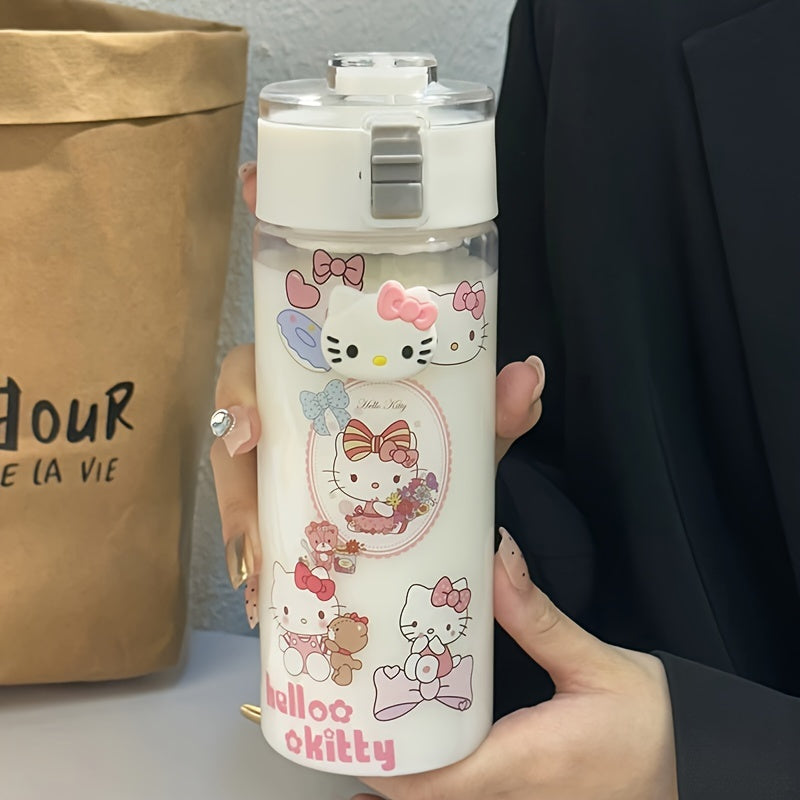 Sanrio Hello Kitty Jade Dog Water Bottle with Straw - Authorized, made of durable PC material, heat-resistant for travel and car use.