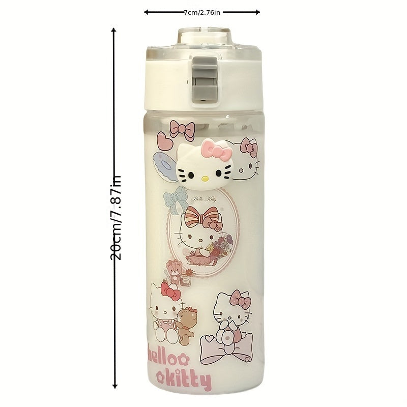 Sanrio Hello Kitty Jade Dog Water Bottle with Straw - Authorized, made of durable PC material, heat-resistant for travel and car use.