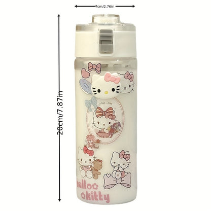 Sanrio Hello Kitty Jade Dog Water Bottle with Straw - Authorized, made of durable PC material, heat-resistant for travel and car use.