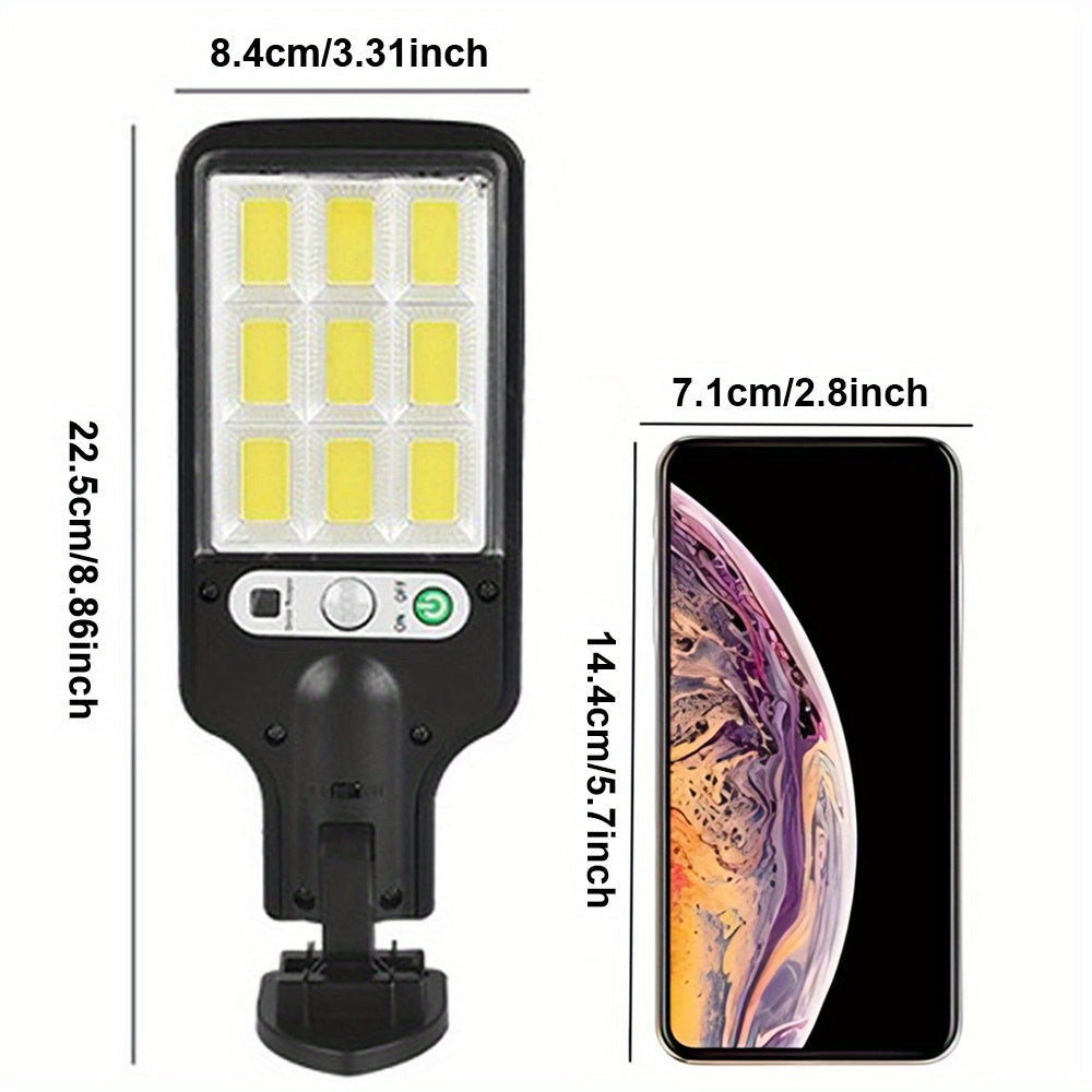 Solar powered LED street lights with motion sensor, remote control, and human induction. Comes with plastic lamp shade, lithium battery, and infrared sensor function for outdoor use.