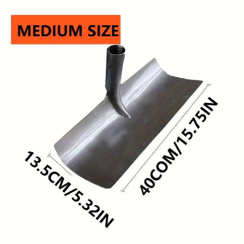 Rugged farming shovel with wooden handle and durable metal scraper for corn, wheat, and grain collection. Ideal for harvesting and soil work. Rustic design with wooden handle grip.