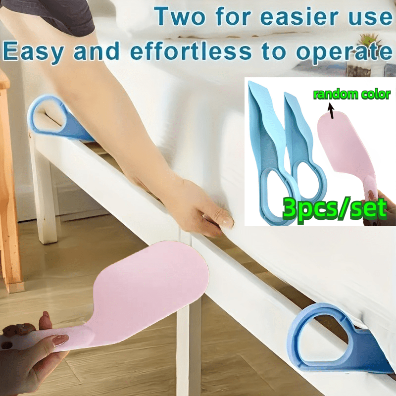 A convenient set for effortlessly making bed sheets, consisting of 2 bed raising devices and 1 flat bed shovel. This tool set is ideal for both hotel and home use, making bed sheet arrangement a breeze.