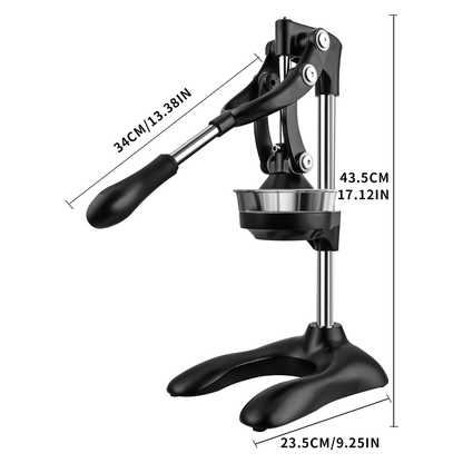 This premium stainless steel manual juicer is ideal for oranges, lemons, and more. Its easy-to-use, multi-functional design ensures fresh taste preservation. Perfect for both home and commercial use, this juicer is available in a sleek black and silvery