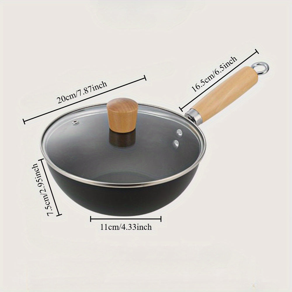 Multi-functional 30.48cm Non-Stick Cast Iron Wok - Great for Induction & Gas Cooktops, Perfect for Home Cooking