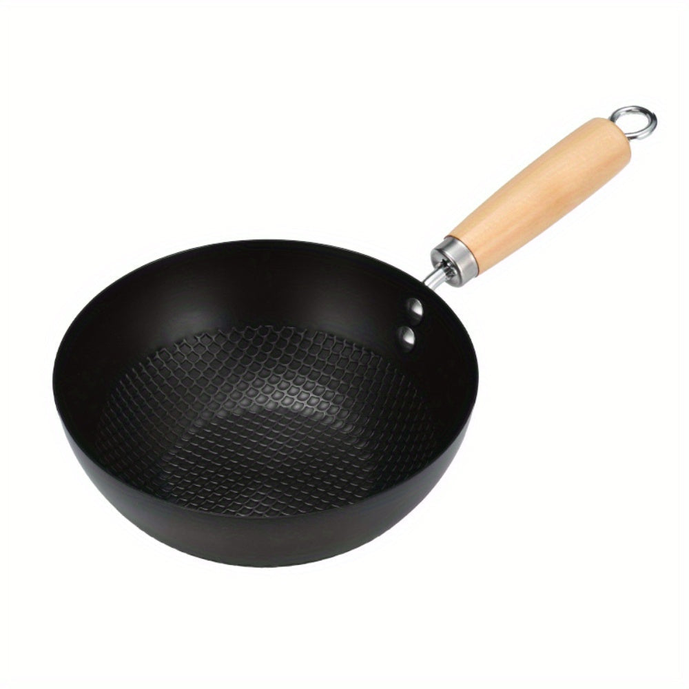 Multi-functional 30.48cm Non-Stick Cast Iron Wok - Great for Induction & Gas Cooktops, Perfect for Home Cooking