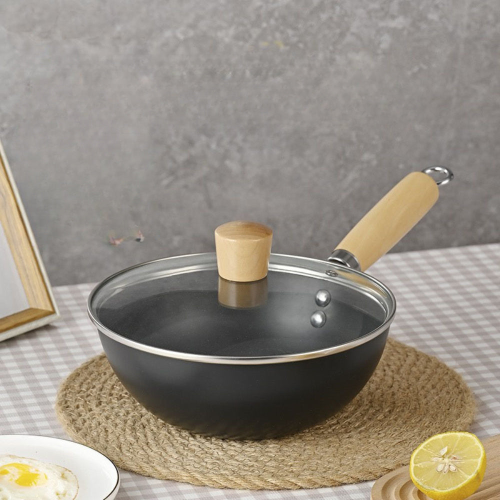 Multi-functional 30.48cm Non-Stick Cast Iron Wok - Great for Induction & Gas Cooktops, Perfect for Home Cooking