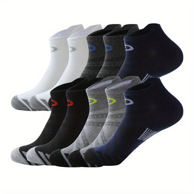 10 pairs of men's and women's short socks, summer crew socks, low cut ankle socks in solid colors, made of moisture-wicking polyester knit fabric. Hand wash or dry clean.