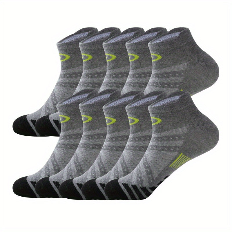 10 pairs of men's and women's short socks, summer crew socks, low cut ankle socks in solid colors, made of moisture-wicking polyester knit fabric. Hand wash or dry clean.