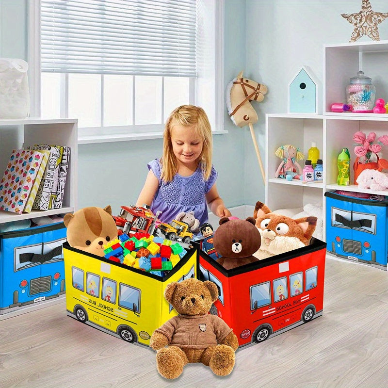 Car design foldable storage box, ideal for toys, clothes, and books. Easy to clean fabric organizer for toys, under-bed storage.